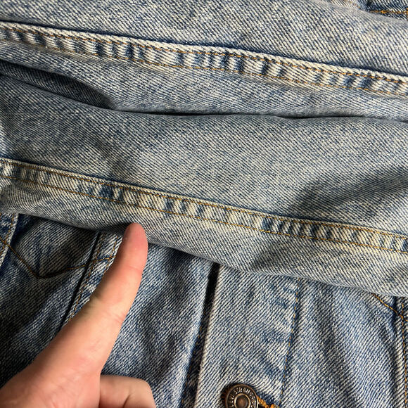VTG Levi's Trucker Jacket Men's Small Aztec Southwest Lined Blue Denim Jean 1990 - Picture 13 of 16